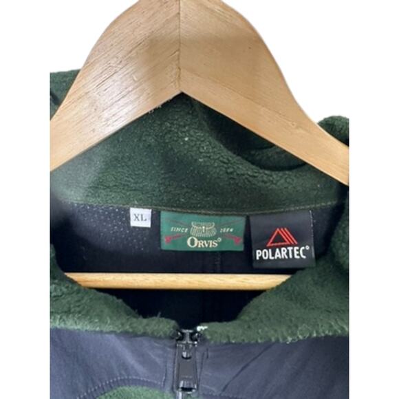 ORVIS Polartec Navy Blue & Green Fleece Long Sleeve 1/4 Zip Pullover Men's XL - Picture 4 of 8